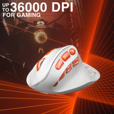 Solakaka E9PRO Tri‑Mode Vertical Ergonomic MMO Gaming Mouse, 10 Programmable Side Buttons, RGB Backlit Rechargeable Wireless Mouse,White-Orange - 45-Degree Angle