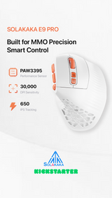 Solakaka E9PRO Tri‑Mode Vertical Ergonomic MMO Gaming Mouse, 10 Programmable Side Buttons, RGB Backlit Rechargeable Wireless Mouse,White-Orange - Rear View