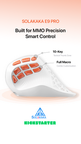 Solakaka E9PRO Tri‑Mode Vertical Ergonomic MMO Gaming Mouse, 10 Programmable Side Buttons, RGB Backlit Rechargeable Wireless Mouse,White-Orange - Close-Up Angle