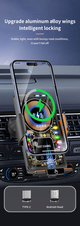 F1 Fast Wireless Car Charger Auto Sensor Phone Mount Holder，black - Extra Image