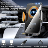 F2 Auto Clamping Wireless Car Charger Mount, 66W High Power，black - Front View