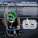 F2 Auto Clamping Wireless Car Charger Mount, 66W High Power，black - Top-Down View