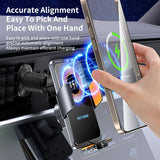 F2 Auto Clamping Wireless Car Charger Mount, 66W High Power，black - Close-Up Angle