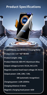 F2 Auto Clamping Wireless Car Charger Mount, 66W High Power，black - Extra Image