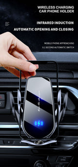 FJ22 Auto Clamping Wireless Car Charger Mount Infrared Air Vent Phone Holder，black - Extra Image