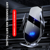 FJ22 Auto Clamping Wireless Car Charger Mount Infrared Air Vent Phone Holder，blue
