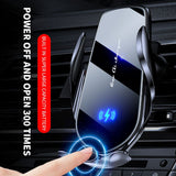 FJ22 Auto Clamping Wireless Car Charger Mount Infrared Air Vent Phone Holder，blue - Rear View
