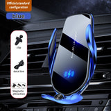 FJ22 Auto Clamping Wireless Car Charger Mount Infrared Air Vent Phone Holder，blue - Close-Up Angle