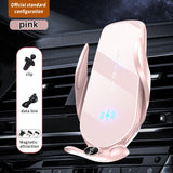 FJ22 Auto Clamping Wireless Car Charger Mount Infrared Air Vent Phone Holder，pink - Front View