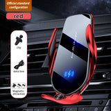 FJ22 Auto Clamping Wireless Car Charger Mount Infrared Air Vent Phone Holder，red - Front View