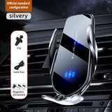 FJ22 Auto Clamping Wireless Car Charger Mount Infrared Air Vent Phone Holder，Silver - Front View