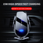 FJ22 Auto Clamping Wireless Car Charger Mount Infrared Air Vent Phone Holder，Silver