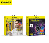 AWEI GM11 Wired Gaming Over‑Ear Headset, 50mm Driver 7.1 Surround Sound, USB & 3.5mm Jack,black - Front View