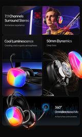 AWEI GM11 Wired Gaming Over‑Ear Headset, 50mm Driver 7.1 Surround Sound, USB & 3.5mm Jack,white