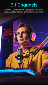 AWEI GM11 Wired Gaming Over‑Ear Headset, 50mm Driver 7.1 Surround Sound, USB & 3.5mm Jack,white - 45-Degree Angle