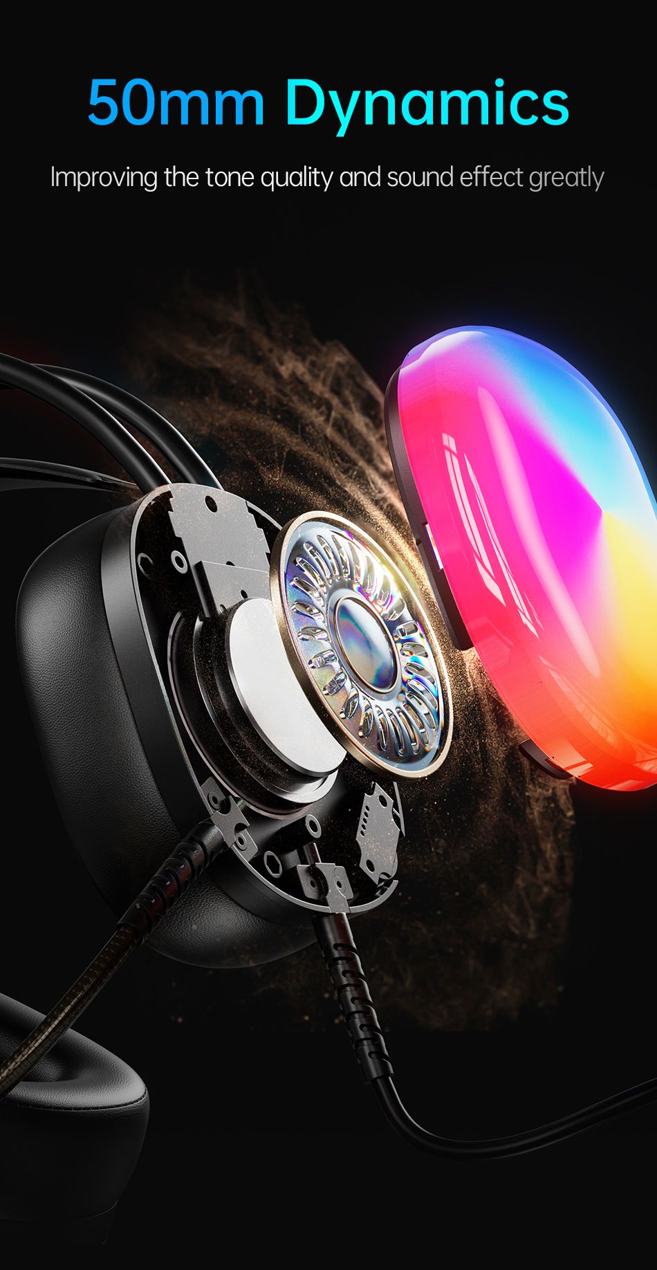 AWEI GM11 Wired Gaming Over‑Ear Headset, 50mm Driver 7.1 Surround Sound, USB & 3.5mm Jack,white