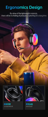 AWEI GM11 Wired Gaming Over‑Ear Headset, 50mm Driver 7.1 Surround Sound, USB & 3.5mm Jack,white - Close-Up Angle