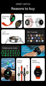 GTR15 Bluetooth Call Smart Watch 1.43 Inch Screen Waterproof Fitness Tracker，pink