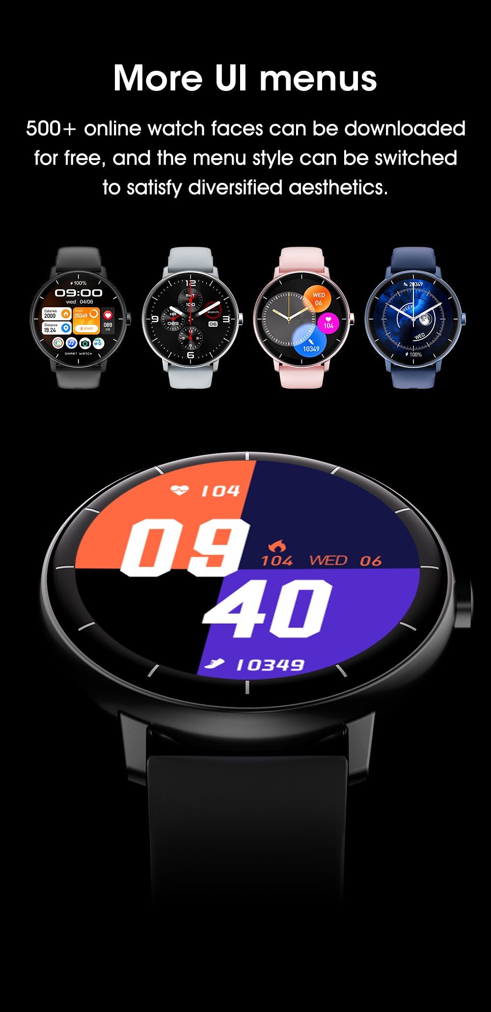 GTR4 Pro Bluetooth Call Smart Watch, Waterproof Fitness Tracker with Heart Rate Sleep Monitor for Android iOS，black