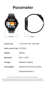 GTR4 Pro Bluetooth Call Smart Watch, Waterproof Fitness Tracker with Heart Rate Sleep Monitor for Android iOS，black - Extra Image