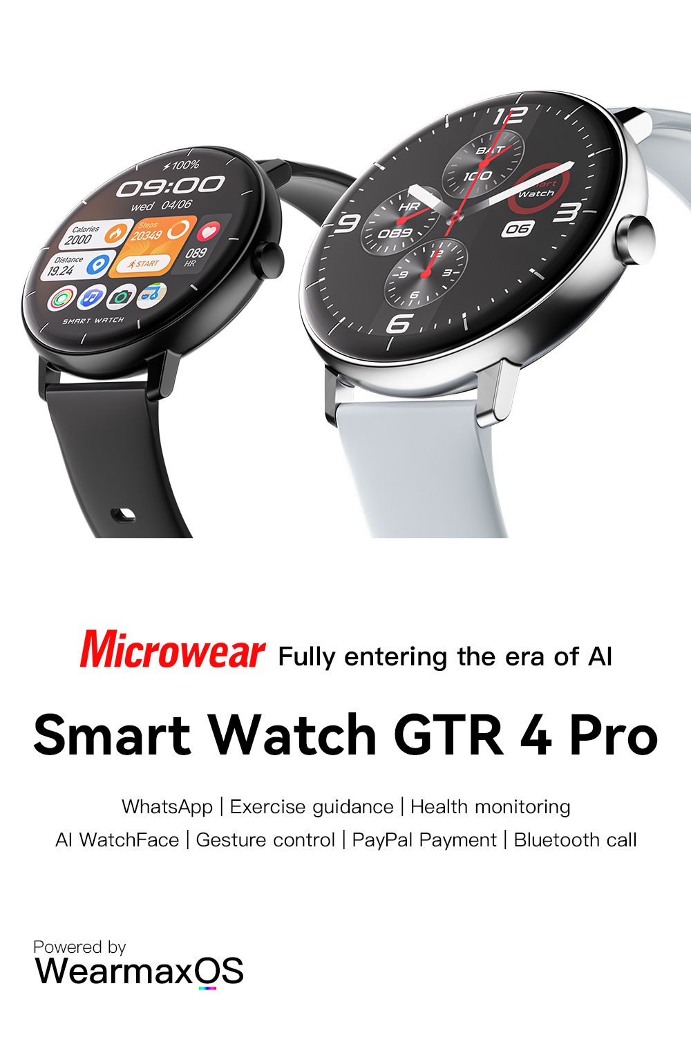 GTR4 Pro Bluetooth Call Smart Watch, Waterproof Fitness Tracker with Heart Rate Sleep Monitor for Android iOS，blue