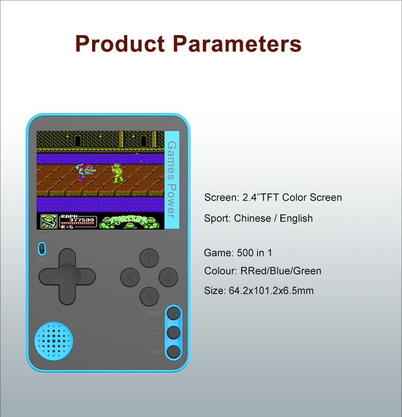 K10 Handheld Retro Game Console Built-in Classic Games，blue