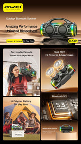 AWEI KA12 60W Outdoor Wireless Bluetooth Speaker,black - Extra Image
