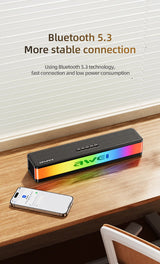 AWEI KA23 Wireless Bluetooth Soundbar, RGB Dynamic Lighting Stereo Speaker，black - 45-Degree Angle