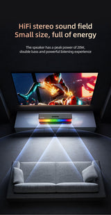 AWEI KA23 Wireless Bluetooth Soundbar, RGB Dynamic Lighting Stereo Speaker，black - Close-Up Angle