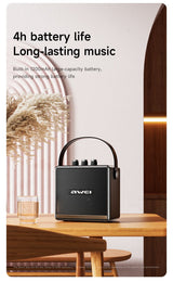 AWEI KA30 Mini Retro Bluetooth Speaker，black - Low Angle