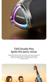 KA38 Wireless Bluetooth Portable Speaker,black - Close-Up Angle