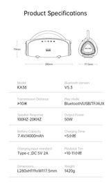 KA38 Wireless Bluetooth Portable Speaker,black - Extra Image