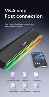 AWEI KA51 Bluetooth Soundbar Speaker，black - Rear View