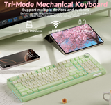 Solakaka Ki99pro 3‑Mode RGB Mechanical Keyboard,  Avocado-Green - Side View