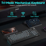 Solakaka Ki99pro 3‑Mode RGB Mechanical Keyboard,  Gray‑Blue - Side View