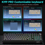 Solakaka Ki99pro 3‑Mode RGB Mechanical Keyboard,  Gray‑Blue