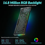 Solakaka Ki99pro 3‑Mode RGB Mechanical Keyboard,  Gray‑Blue - Extra Image