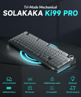 Solakaka Ki99pro 3‑Mode RGB Mechanical Keyboard,  Gradient-Gray - Side View