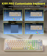 Solakaka Ki99pro 3‑Mode RGB Mechanical Keyboard,  Orange-White - Close-Up Angle