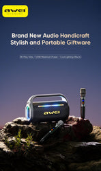 AWEI KT18 Portable Karaoke Bluetooth Speaker with 2 Wireless Microphones,black