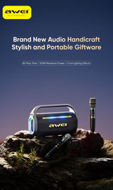 AWEI KT18 Portable Karaoke Bluetooth Speaker with 2 Wireless Microphones,black - Top-Down View
