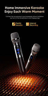 AWEI KT18 Portable Karaoke Bluetooth Speaker with 2 Wireless Microphones,black - Extra Image