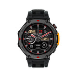 M-Rex4 Men Rugged GPS Smart Watch, 5ATM Waterproof Bluetooth Call Fitness Tracker Heart Rate Sleep Monitor，black - Front View
