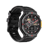 M-Rex4 Men Rugged GPS Smart Watch, 5ATM Waterproof Bluetooth Call Fitness Tracker Heart Rate Sleep Monitor，black - Side View