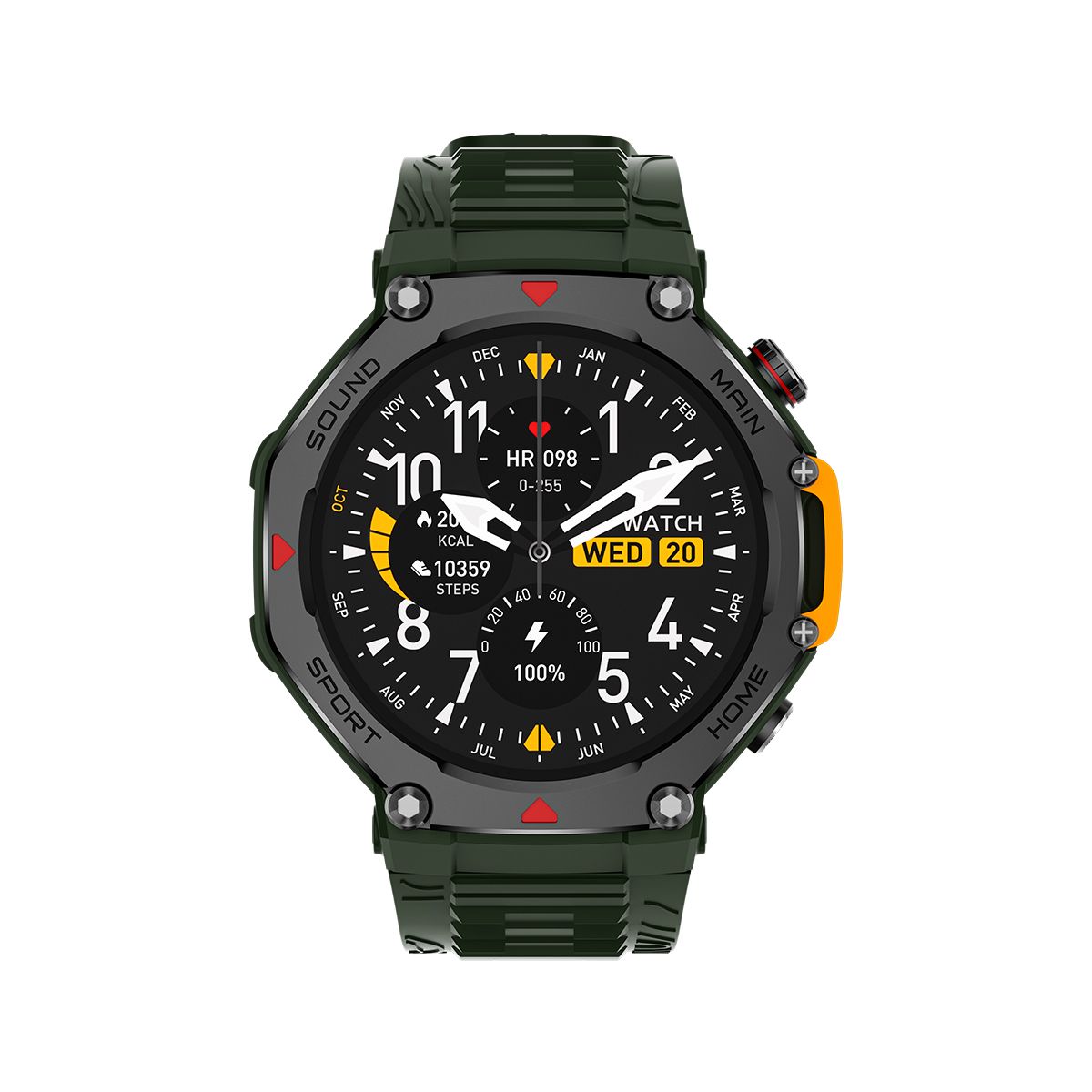 M-Rex4 Men Rugged GPS Smart Watch, 5ATM Waterproof Bluetooth Call Fitness Tracker Heart Rate Sleep Monitor，green