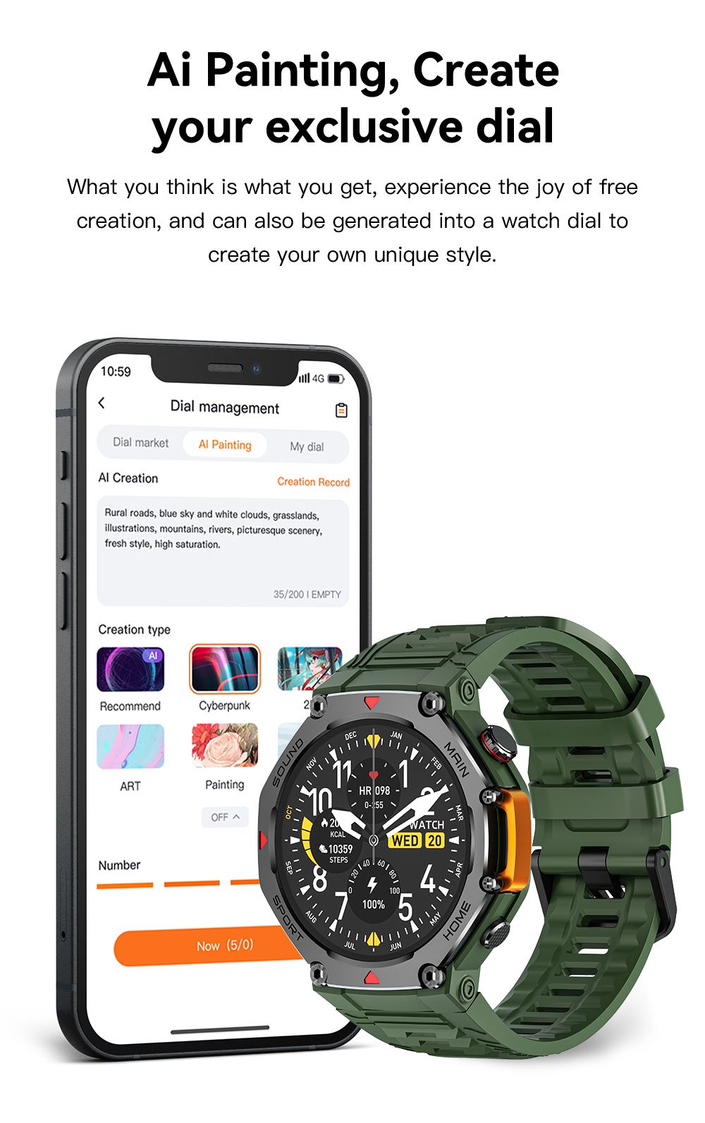 M-Rex4 Men Rugged GPS Smart Watch, 5ATM Waterproof Bluetooth Call Fitness Tracker Heart Rate Sleep Monitor，green