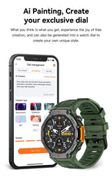 M-Rex4 Men Rugged GPS Smart Watch, 5ATM Waterproof Bluetooth Call Fitness Tracker Heart Rate Sleep Monitor，green