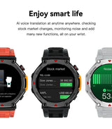 M-Rex4 Men Rugged GPS Smart Watch, 5ATM Waterproof Bluetooth Call Fitness Tracker Heart Rate Sleep Monitor，green