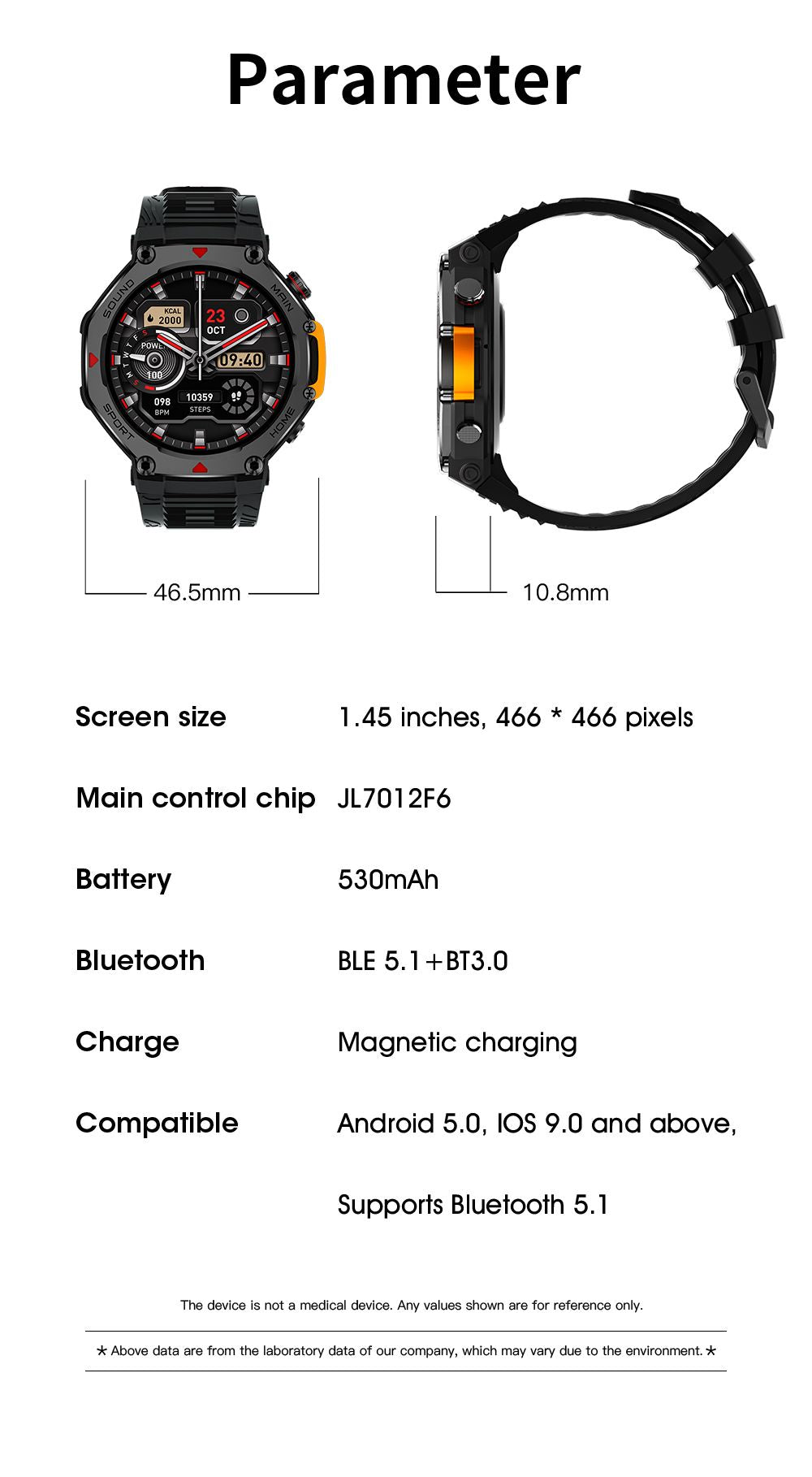 M-Rex4 Men Rugged GPS Smart Watch, 5ATM Waterproof Bluetooth Call Fitness Tracker Heart Rate Sleep Monitor，green