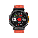 M-Rex4 Men Rugged GPS Smart Watch, 5ATM Waterproof Bluetooth Call Fitness Tracker Heart Rate Sleep Monitor，Orange Red - Front View